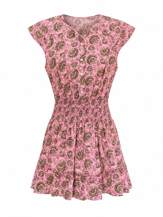 Perry Walker Collective Dresses & Skirts - Perry Walker Collective Pink Floral Smocked Mini Dress 100% Cotton 3 Med